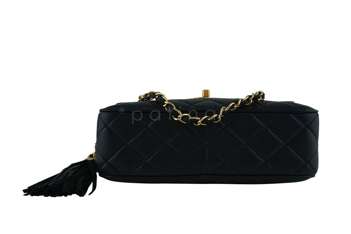 Chanel Black Lambskin Classic "Flap" Camera Case CC Bag - Image 6
