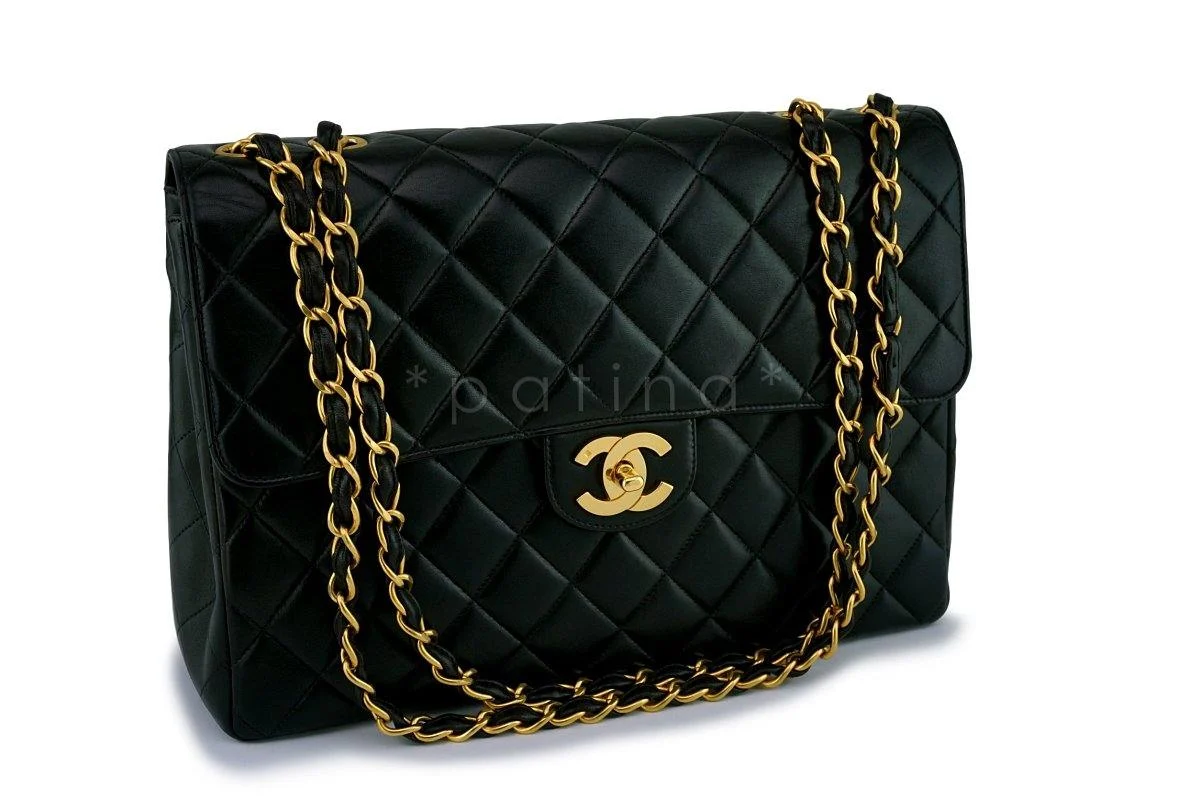 Chanel Black Lambskin Classic Jumbo Flap Bag 24k GHW - Image 2
