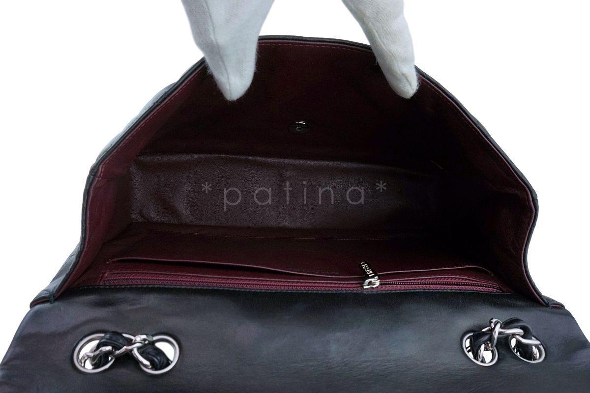 Chanel Black Lambskin Classic Jumbo Flap Bag SHW - Image 10