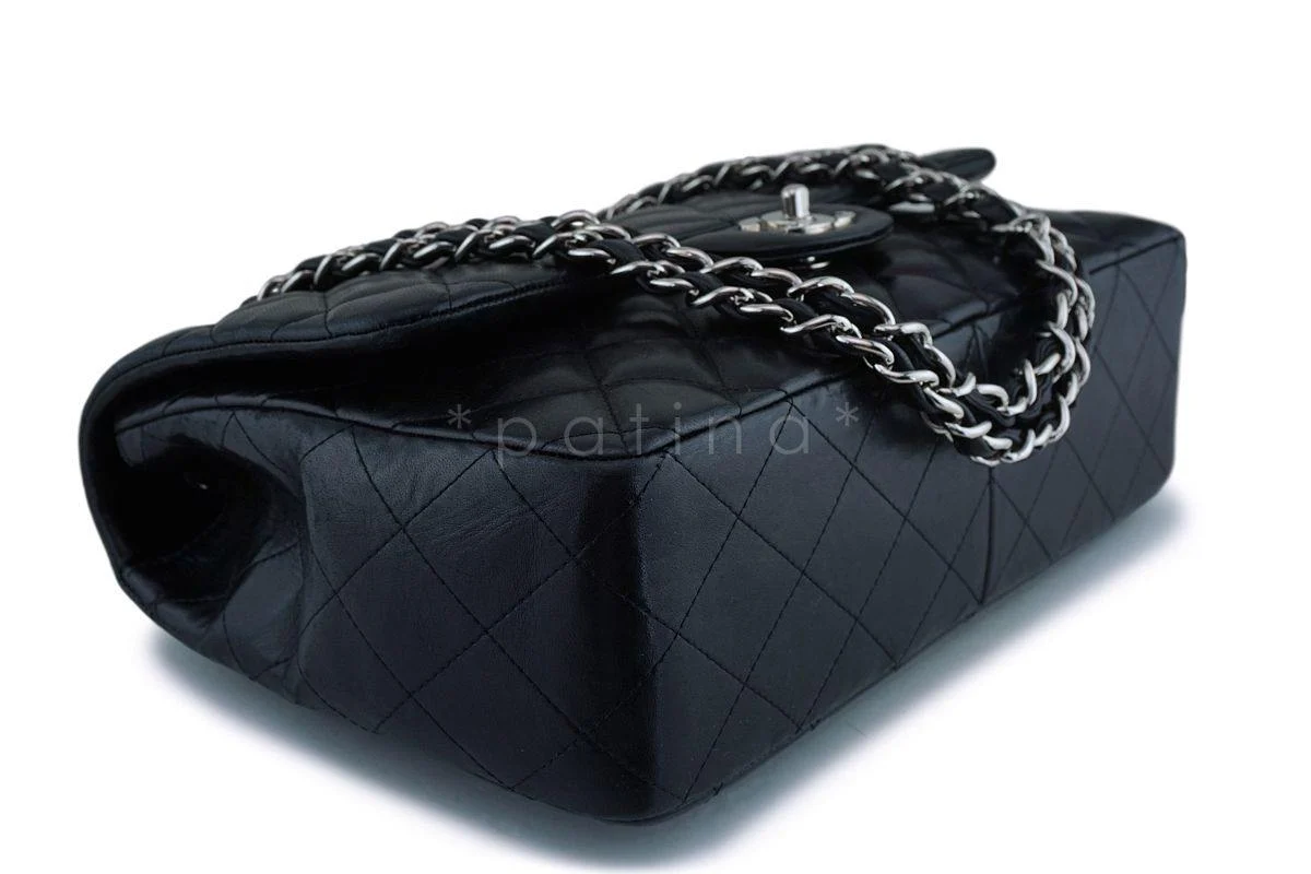 Chanel Black Lambskin Classic Jumbo Flap Bag SHW - Image 7