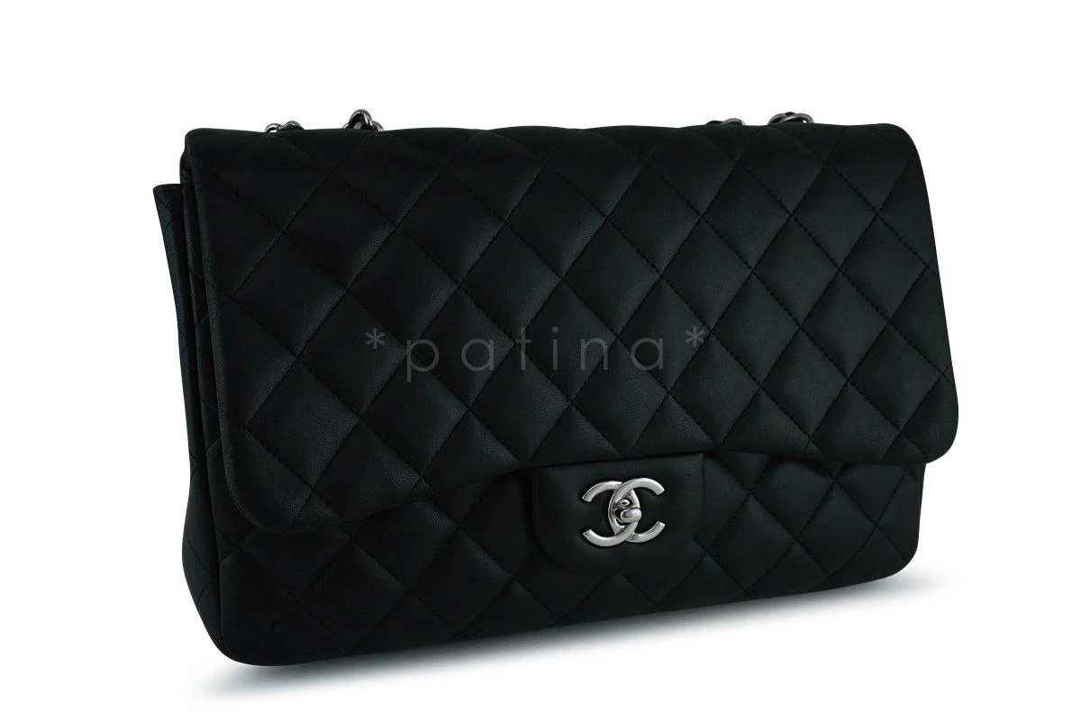 Chanel Black Lambskin Jumbo 2.55 Classic Flap Bag SHW - Image 3