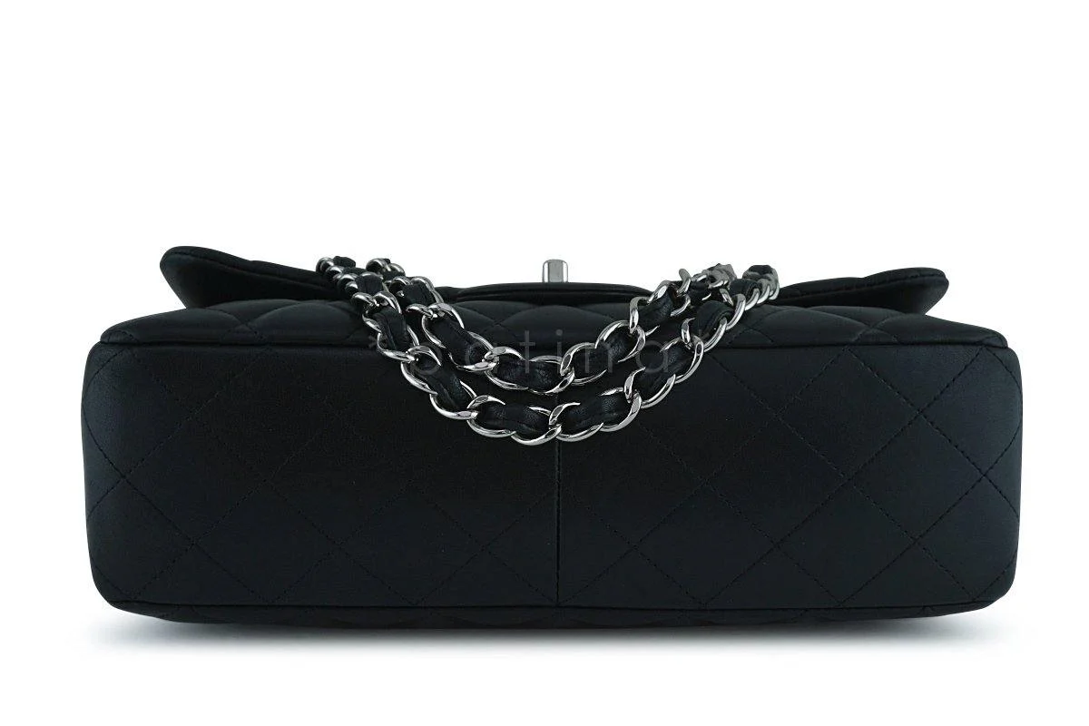 Chanel Black Lambskin Jumbo 2.55 Classic Flap Bag SHW - Image 6