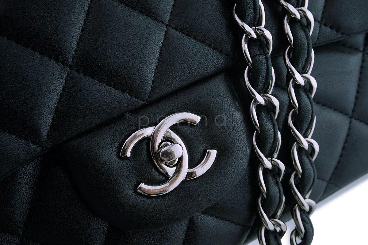 Chanel Black Lambskin Jumbo 2.55 Classic Flap Bag SHW - Image 8