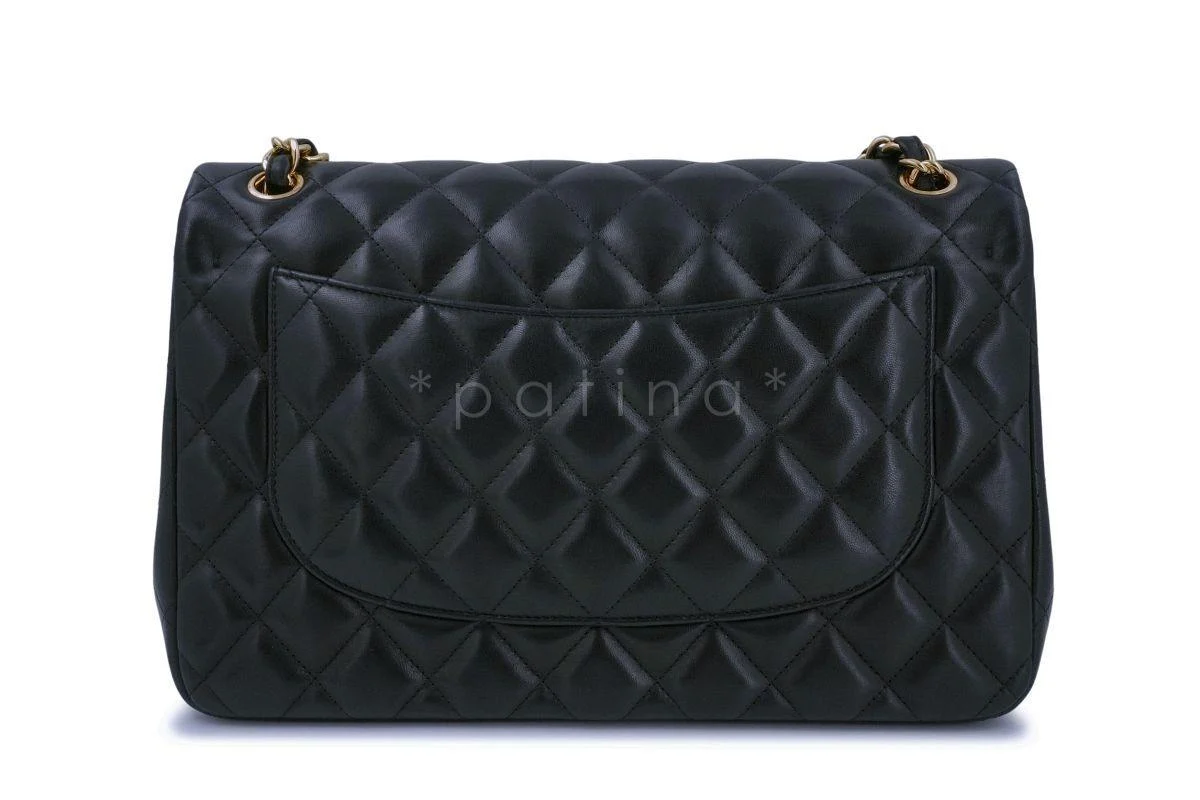 Chanel Black Lambskin Jumbo Classic Double Flap Bag GHW - Image 5