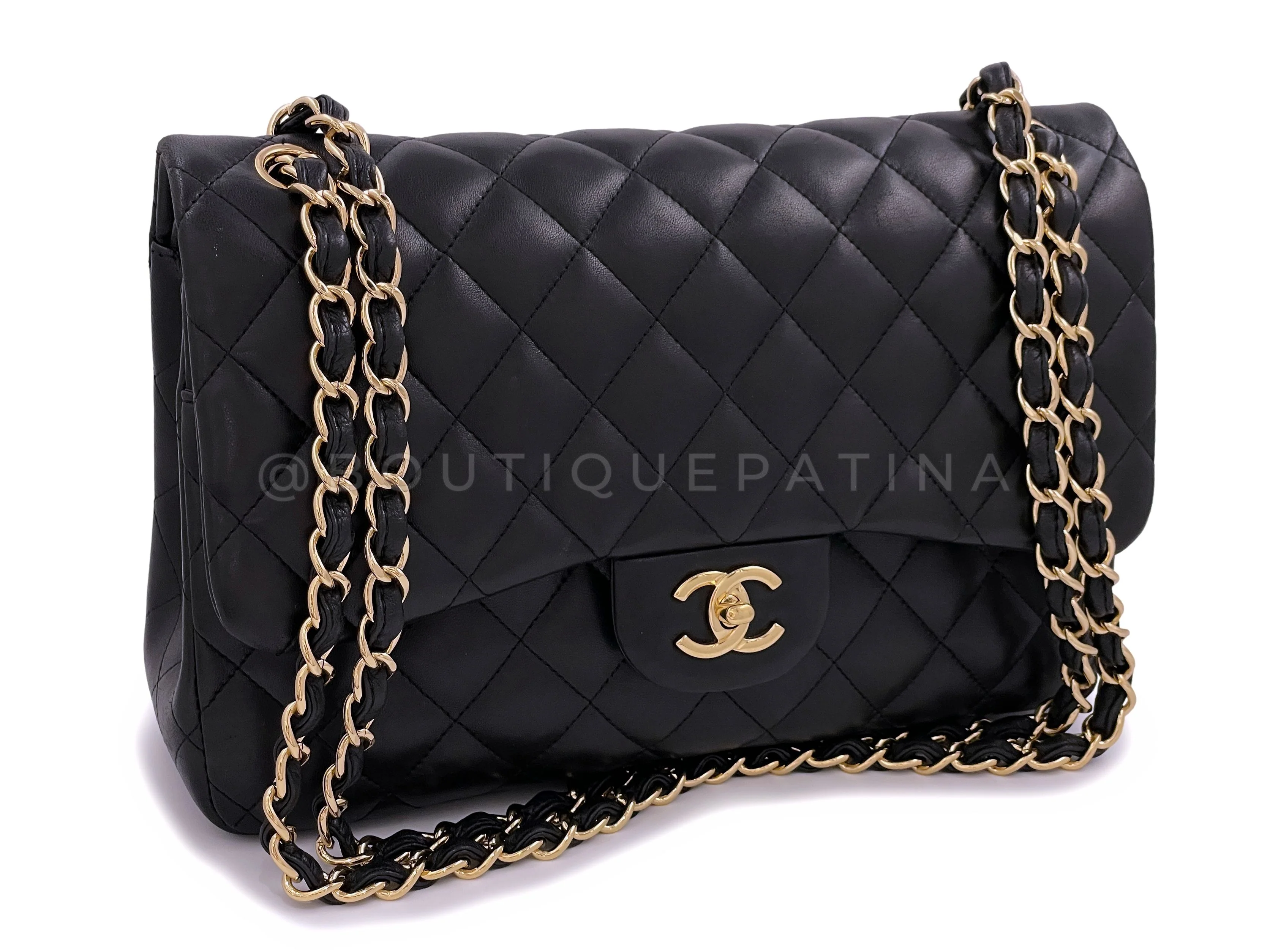Chanel Black Jumbo Classic Flap Bag Lambskin Double GHW PU9 - Image 2