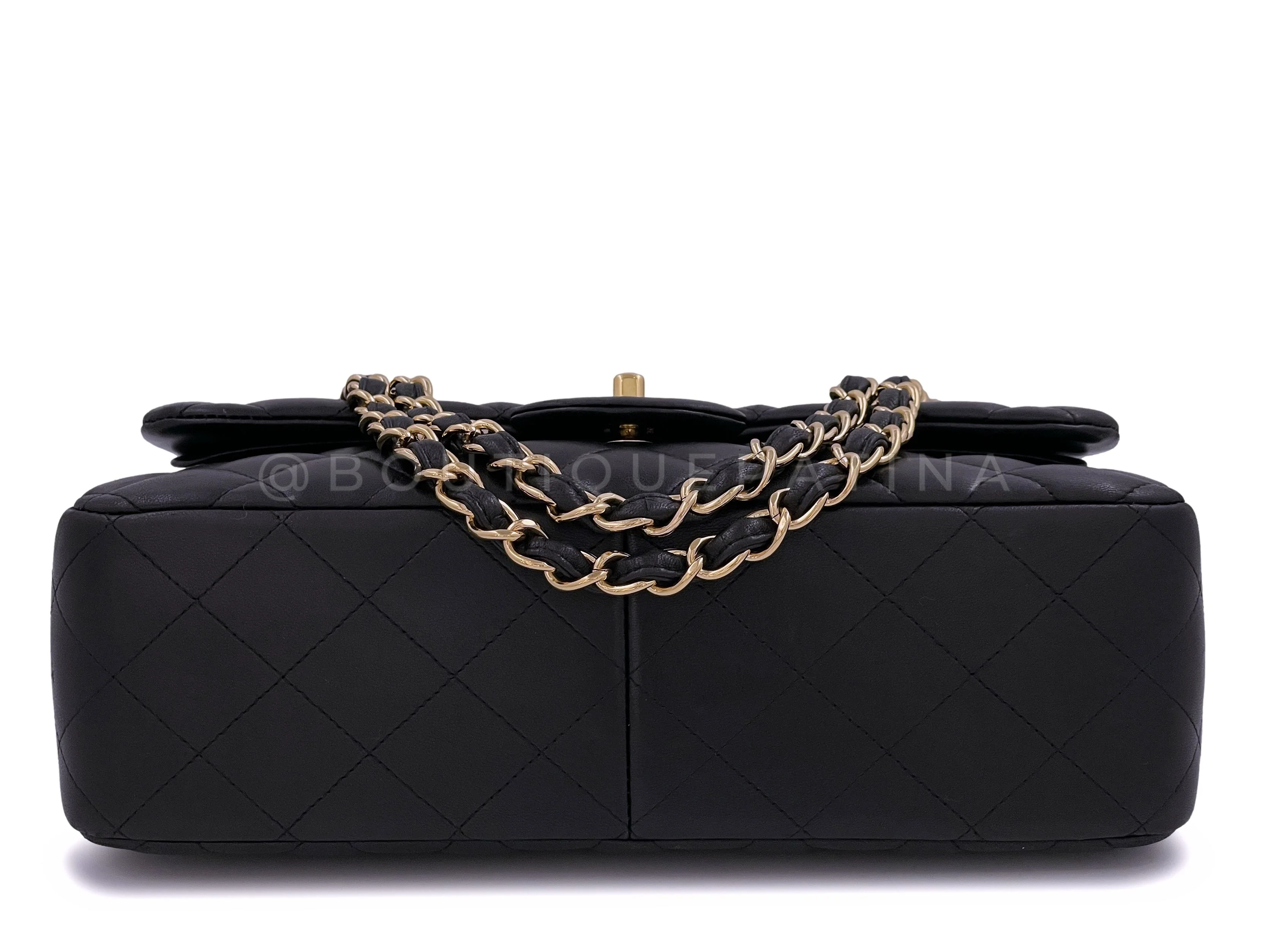 Chanel Black Jumbo Classic Flap Bag Lambskin Double GHW PU9 - Image 6