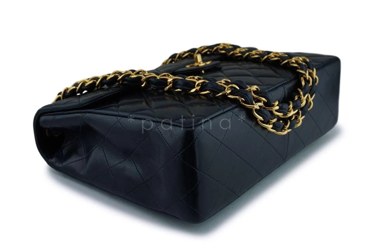 Chanel Black Lambskin Jumbo Classic Flap Bag 24k GHW - Image 7