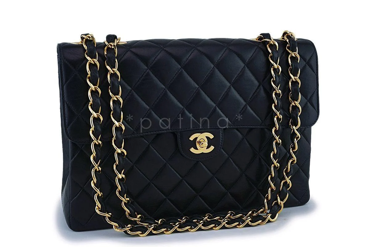 Chanel Black Lambskin Jumbo Classic Flap Bag 24k GHW - Image 2