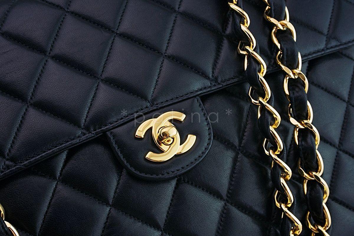 Chanel Black Lambskin Jumbo Classic Flap Bag 24k GHW - Image 8