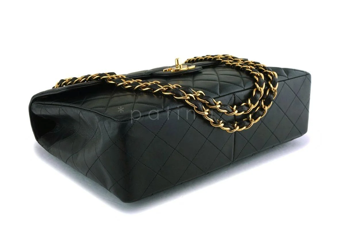 Chanel Black Lambskin Jumbo Classic Flap Bag 24k GHW - Image 7