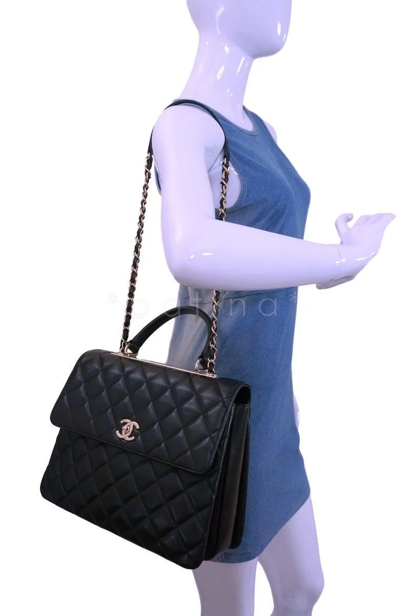Chanel Black Lambskin Large Classic Trendy CC Flap Bag GHW - Image 14