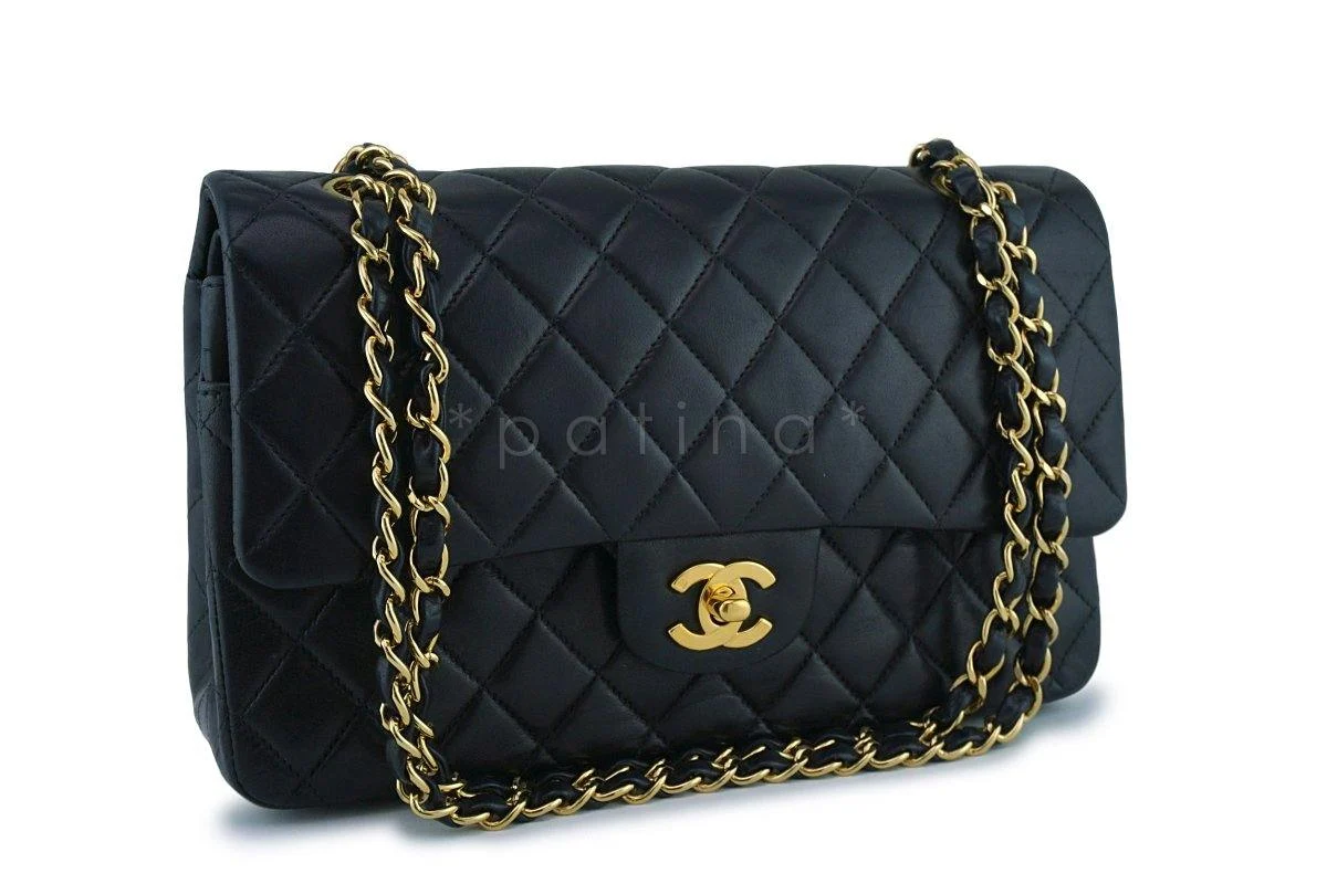 Chanel Black Lambskin Medium Classic 2.55 Double Flap Bag 18k Gold Plated - Image 2