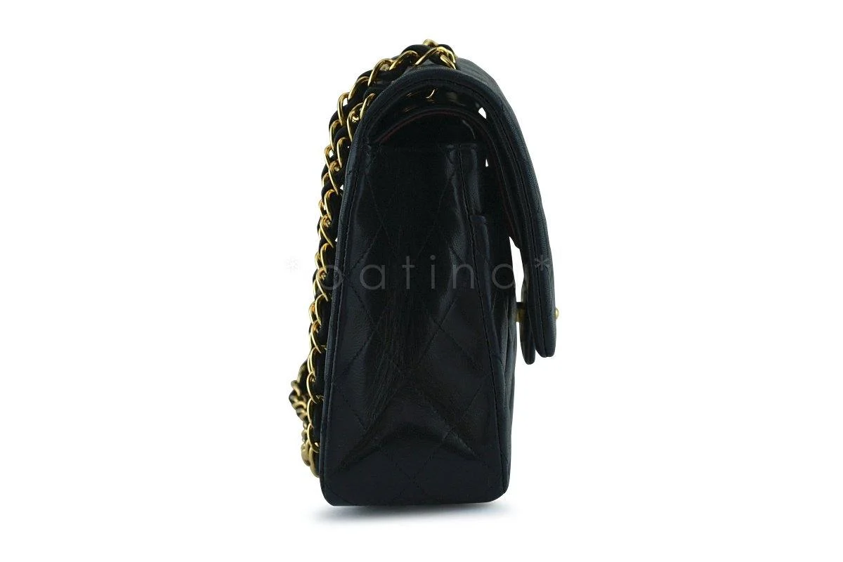 Chanel Black Lambskin Medium Classic 2.55 Double Flap Bag 24K Gold Plated - Image 4