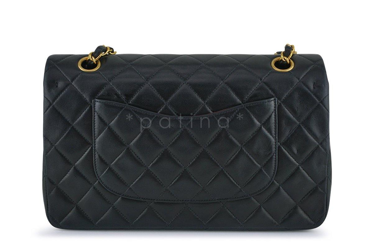 Chanel Black Lambskin Medium Classic 2.55 Double Flap Bag 24K Gold Plated - Image 5