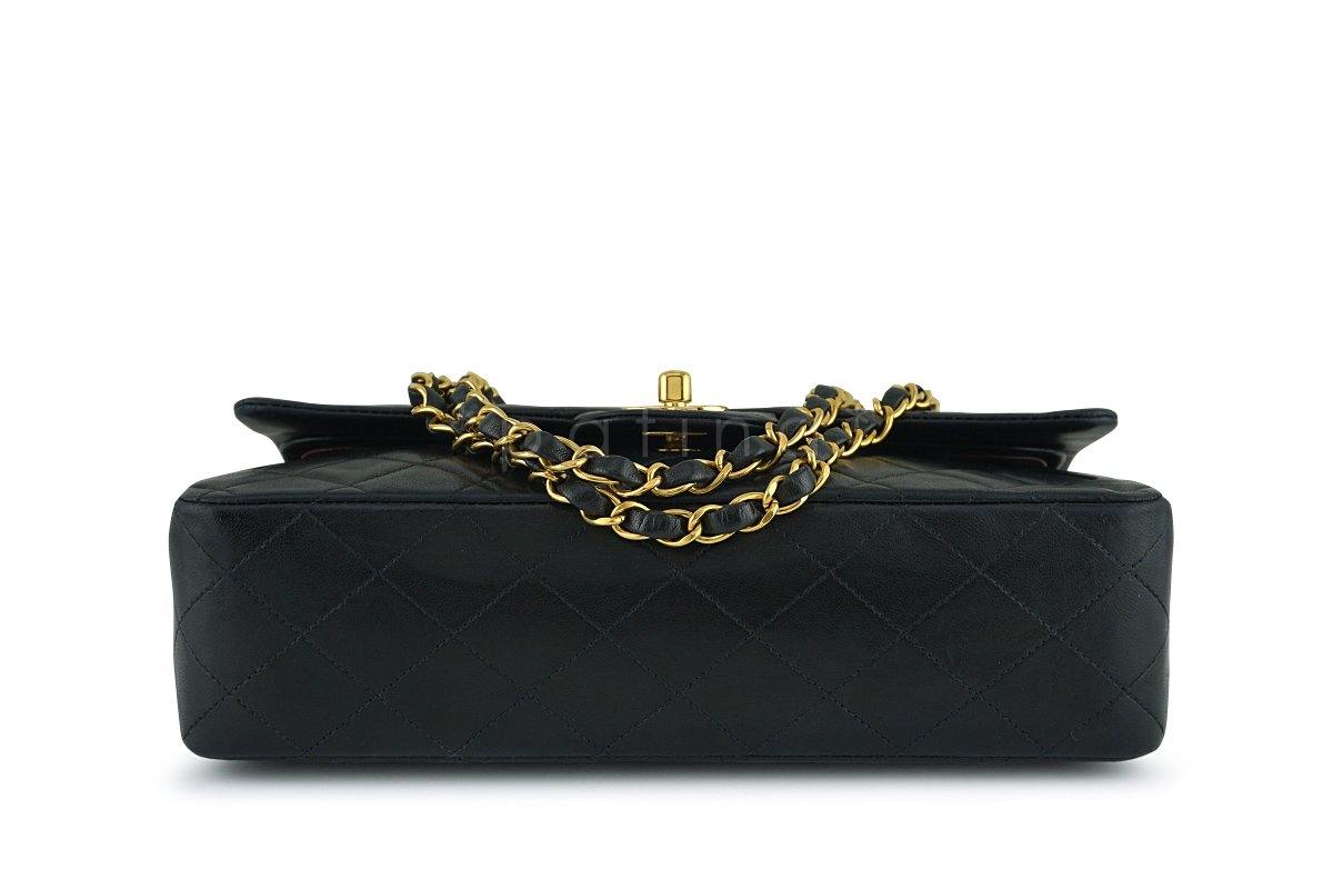 Chanel Black Lambskin Medium Classic 2.55 Double Flap Bag 24K Gold Plated - Image 6