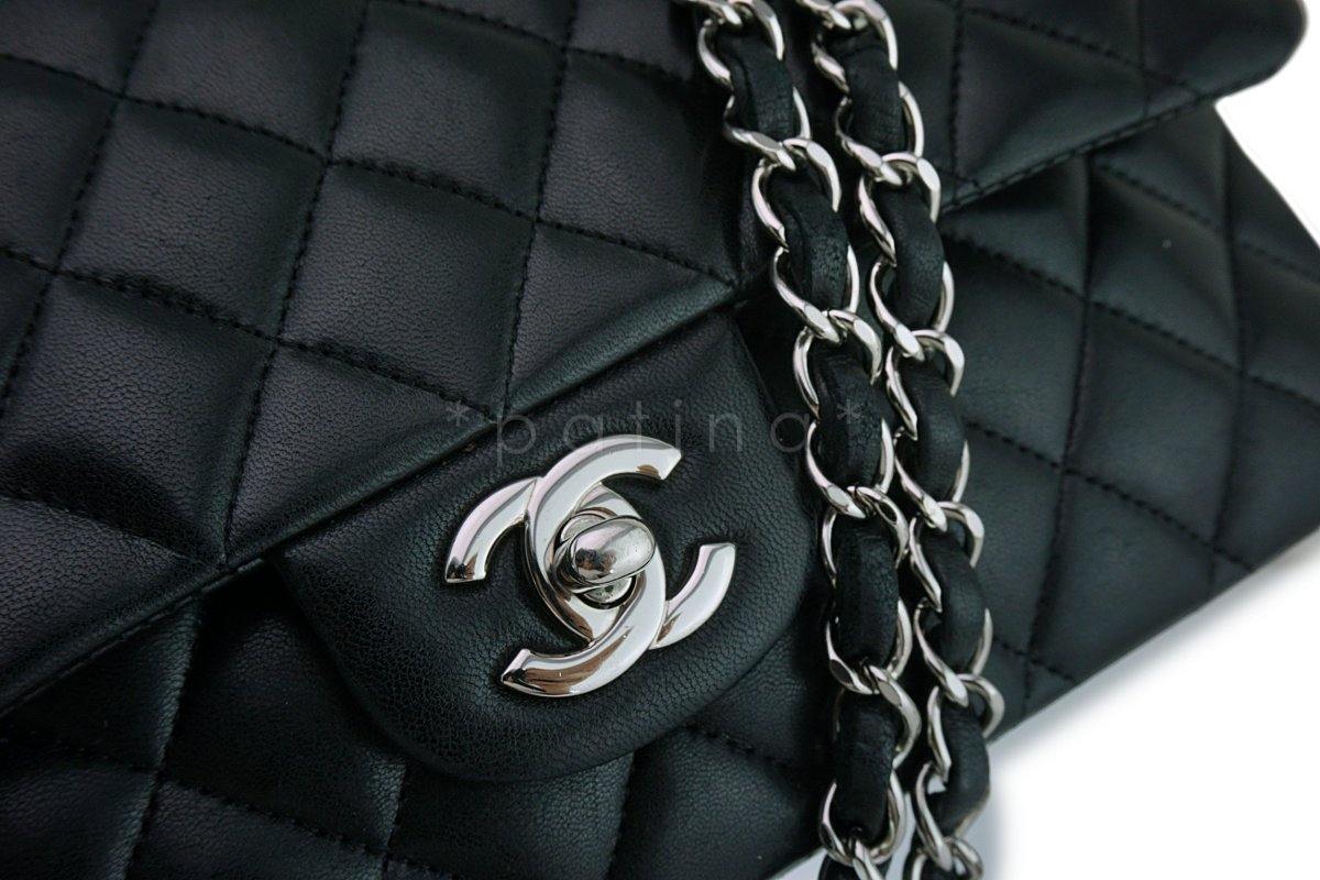 Chanel Black Lambskin Medium Classic 2.55 Double Flap Bag SHW - Image 8