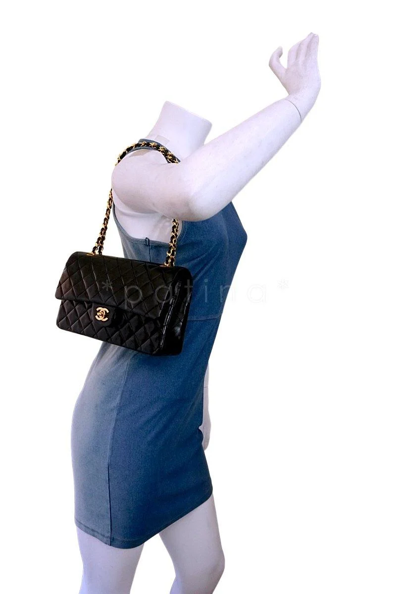 Chanel Black Lambskin Medium Classic Double Flap Bag 24k GHW - Image 15