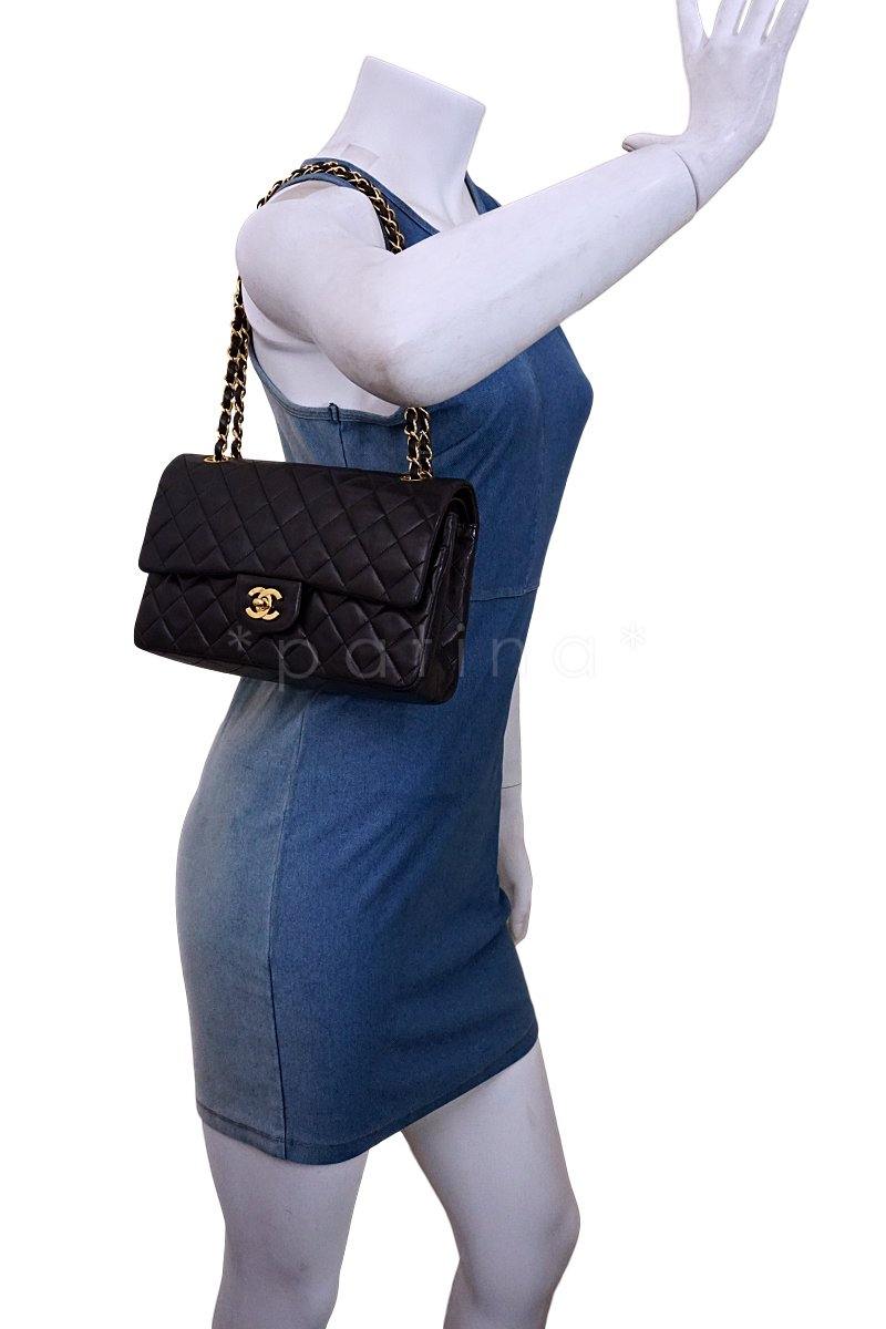Chanel Black Lambskin Medium Classic Double Flap Bag 24k GHW - Image 15
