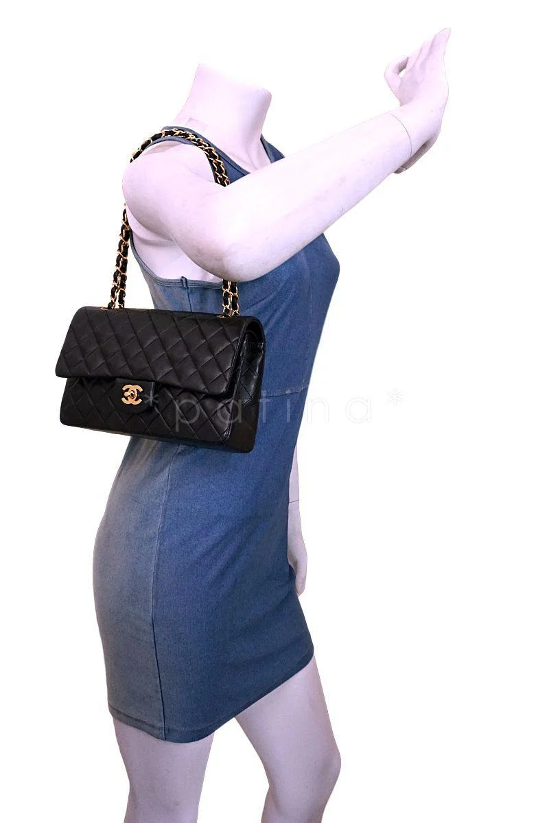Chanel Black Lambskin Medium Classic Double Flap Bag 24k GHW - Image 15