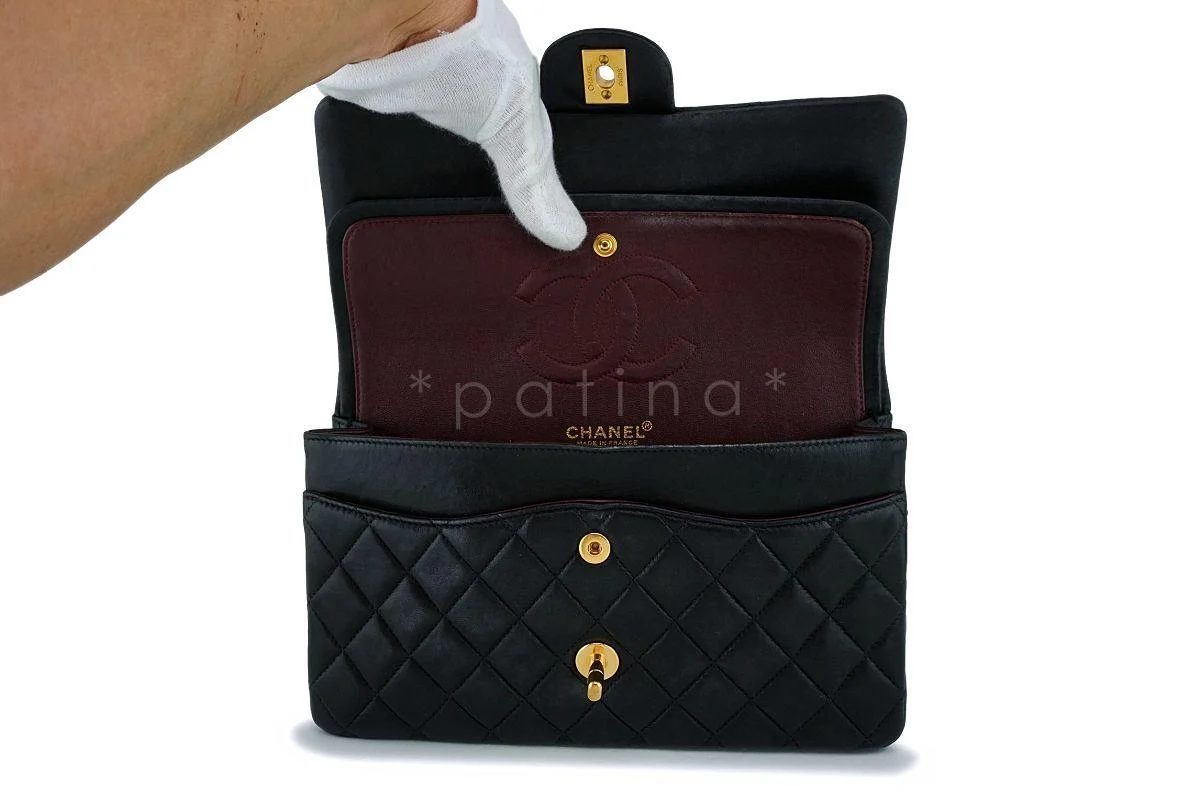 Chanel Black Lambskin Medium Classic Double Flap Bag 24k GHW - Image 9