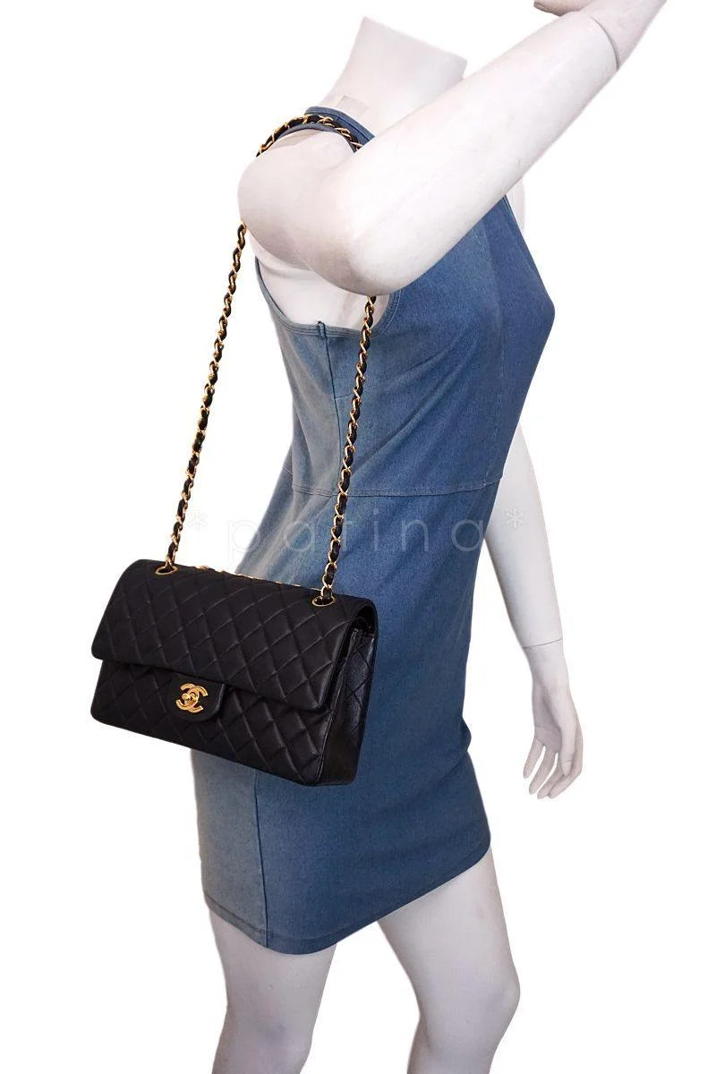 Chanel Black Lambskin Medium Classic Double Flap Bag 24k GHW - Image 16