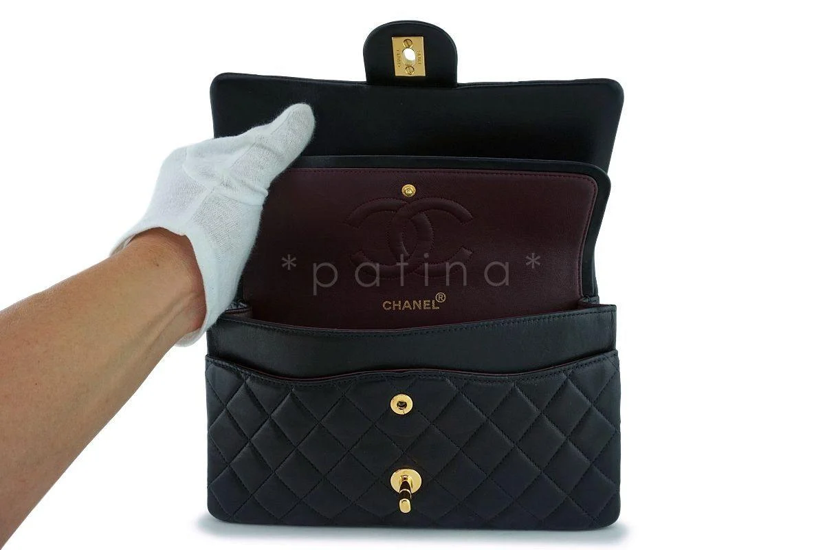 Chanel Black Lambskin Medium Classic Double Flap Bag 24k GHW - Image 9
