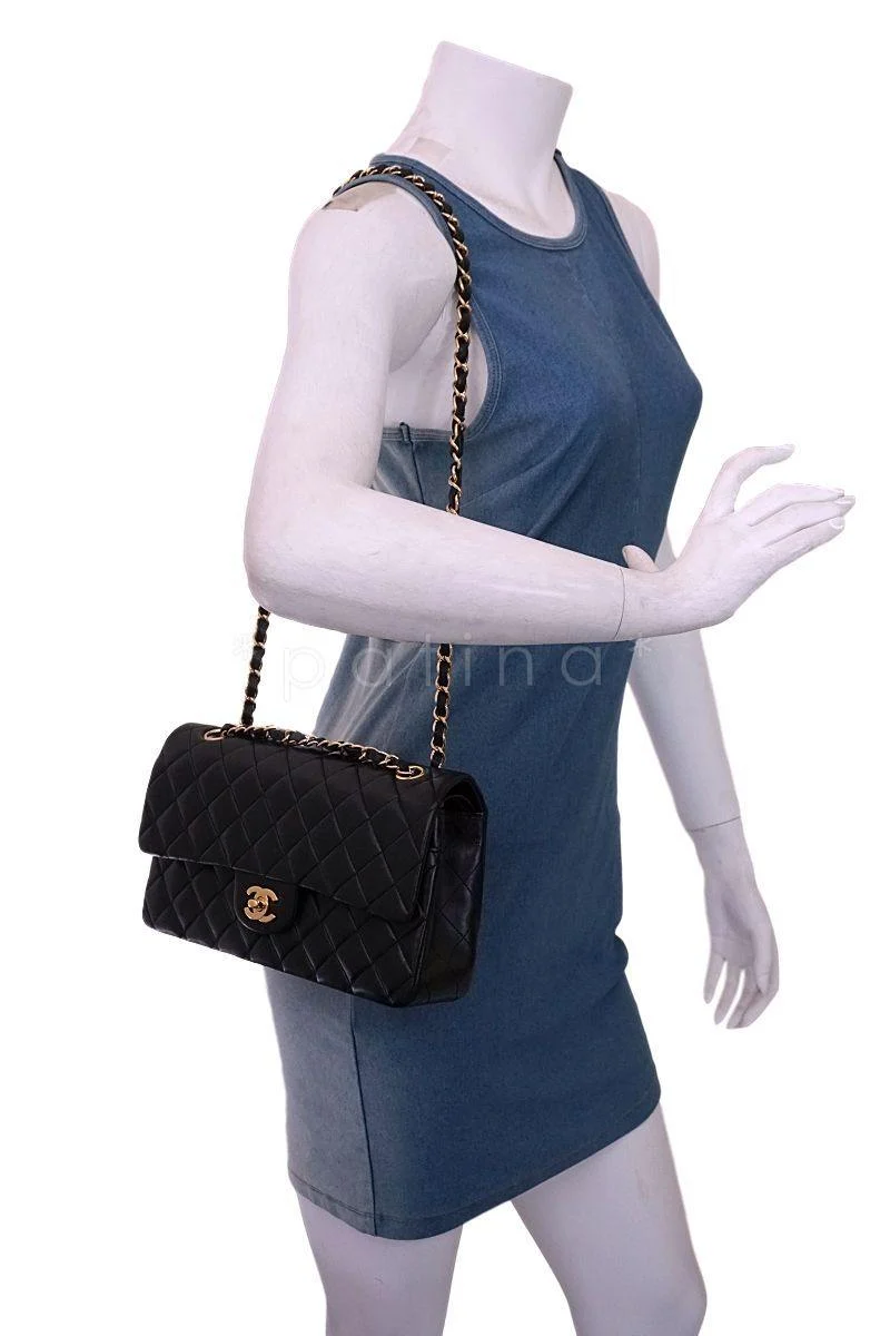 Chanel Black Lambskin Medium Classic Double Flap Bag 24k GHW - Image 15