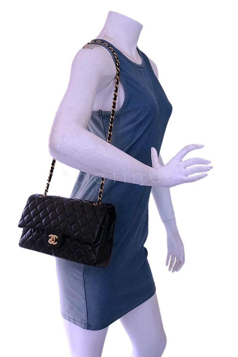 Chanel Black Lambskin Medium Classic Double Flap Bag 24k GHW - Image 15