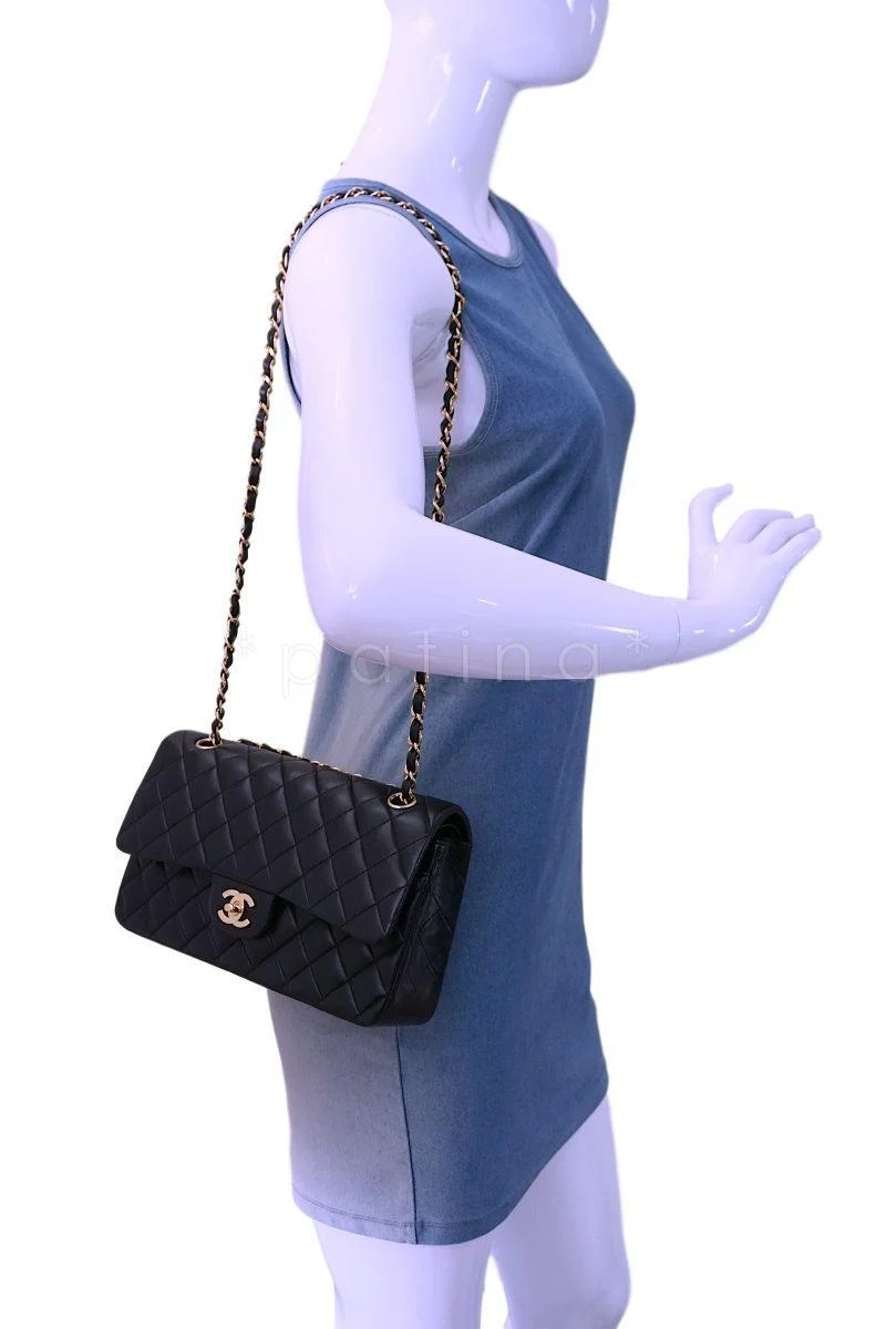 Chanel Black Lambskin Medium Classic Double Flap Bag 24k GHW - Image 14