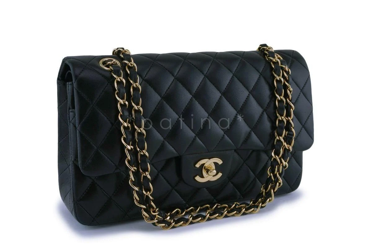 Chanel Black Lambskin Medium Classic Double Flap Bag 24k GHW - Image 2
