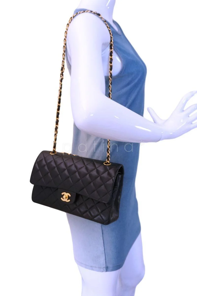 Chanel Black Lambskin Medium Classic Double Flap Bag 24k GHW - Image 15