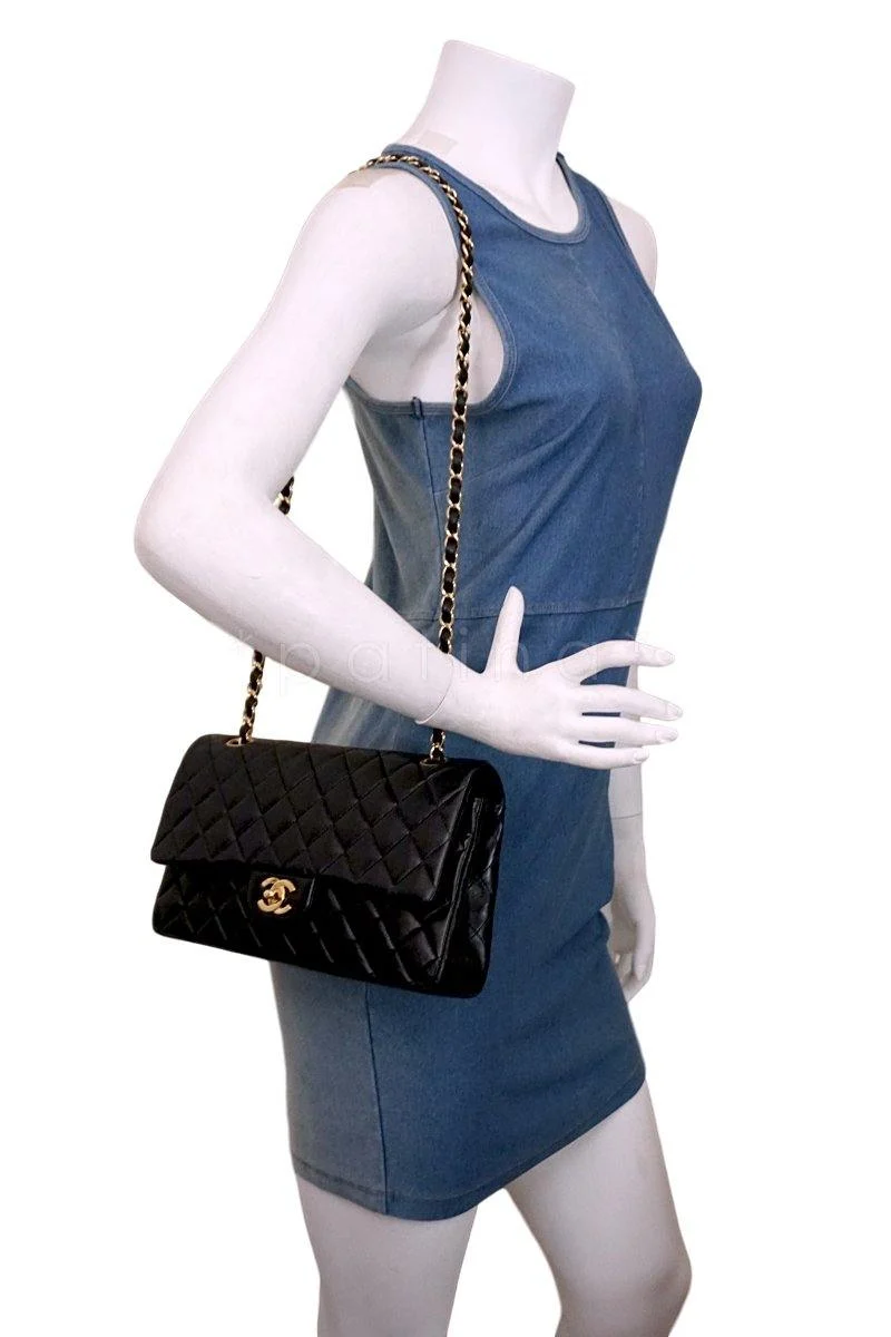 Chanel Black Lambskin Medium Classic Double Flap Bag 24k GHW - Image 15