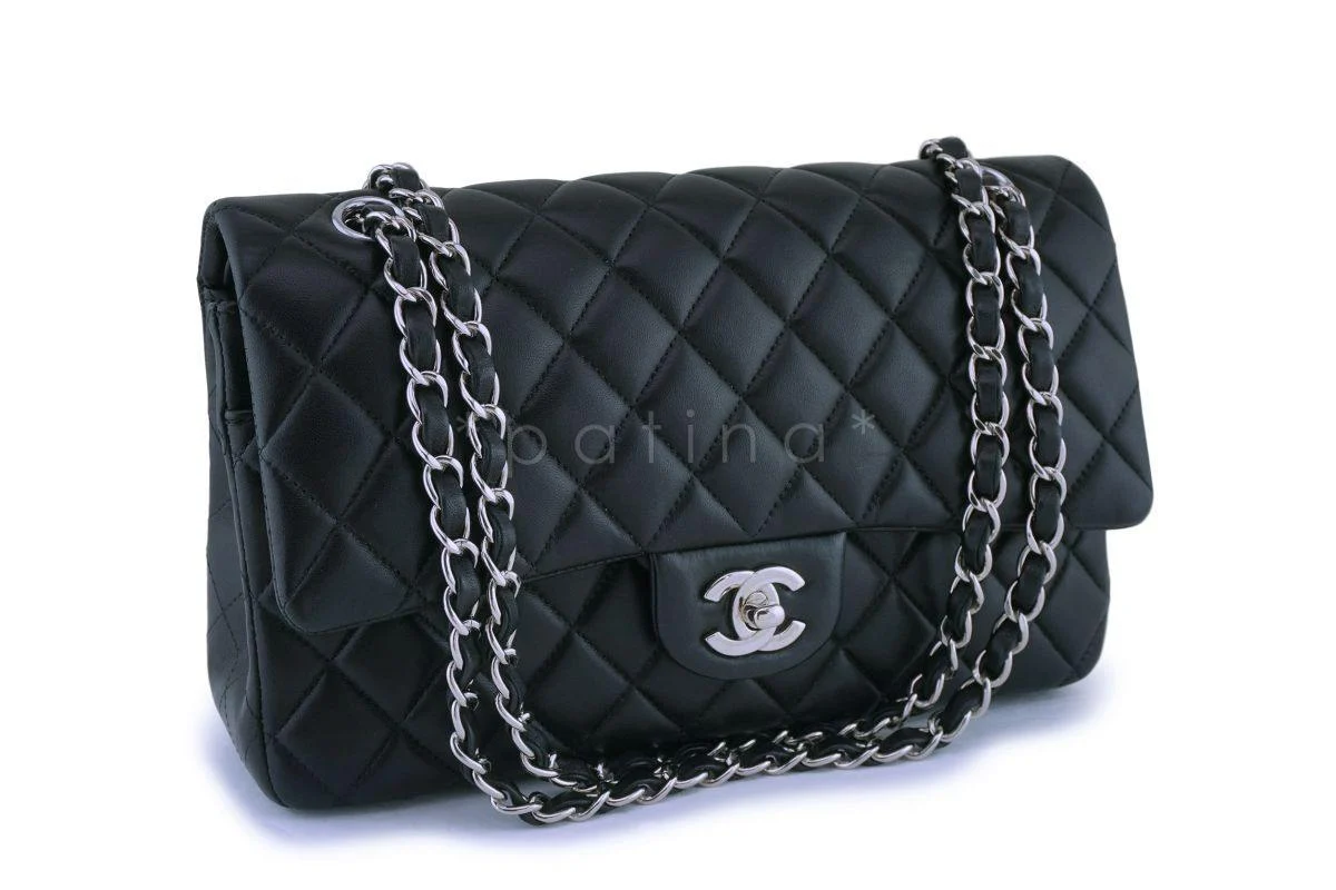 Chanel Black Lambskin Medium Classic Double Flap Bag SHW - Image 2