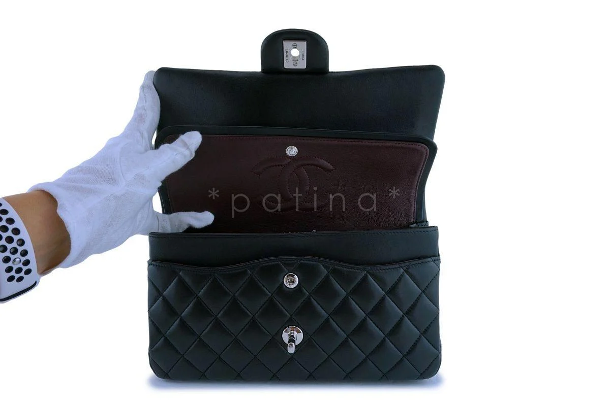 Chanel Black Lambskin Medium Classic Double Flap Bag SHW - Image 9
