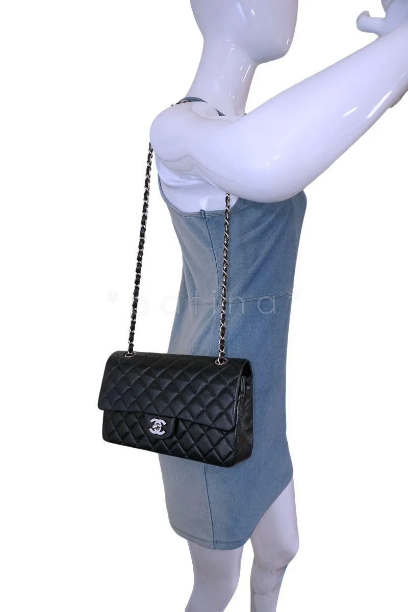 Chanel Black Lambskin Medium Classic Double Flap Bag SHW - Image 15