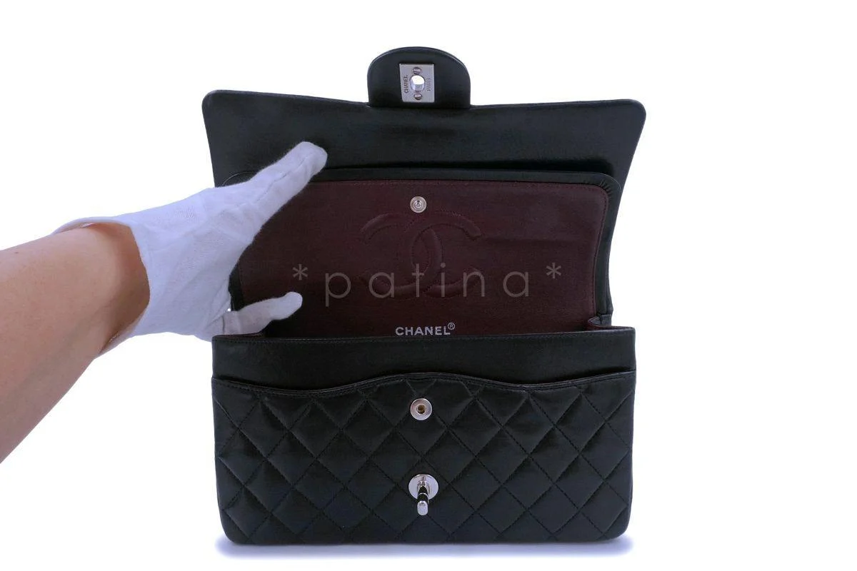 Chanel Black Lambskin Medium Classic Double Flap Bag SHW - Image 9