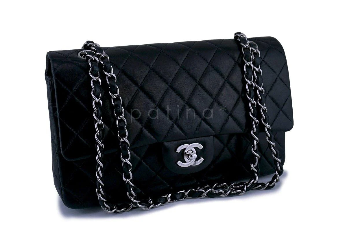 Chanel Black Lambskin Medium  Classic Double Flap Bag SHW - Image 2