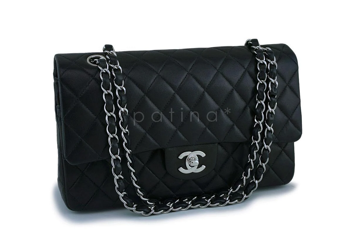 Chanel Black Lambskin Medium Classic Double Flap Bag SHW - Image 2
