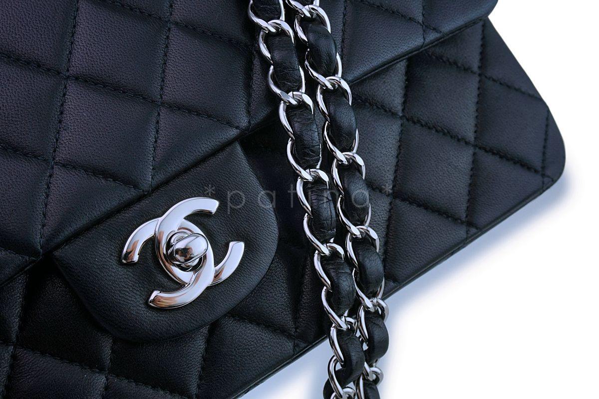 Chanel Black Lambskin Medium Classic Double Flap Bag SHW - Image 8
