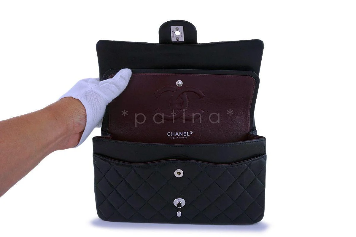 Chanel Black Lambskin Medium Classic Double Flap Bag SHW - Image 9