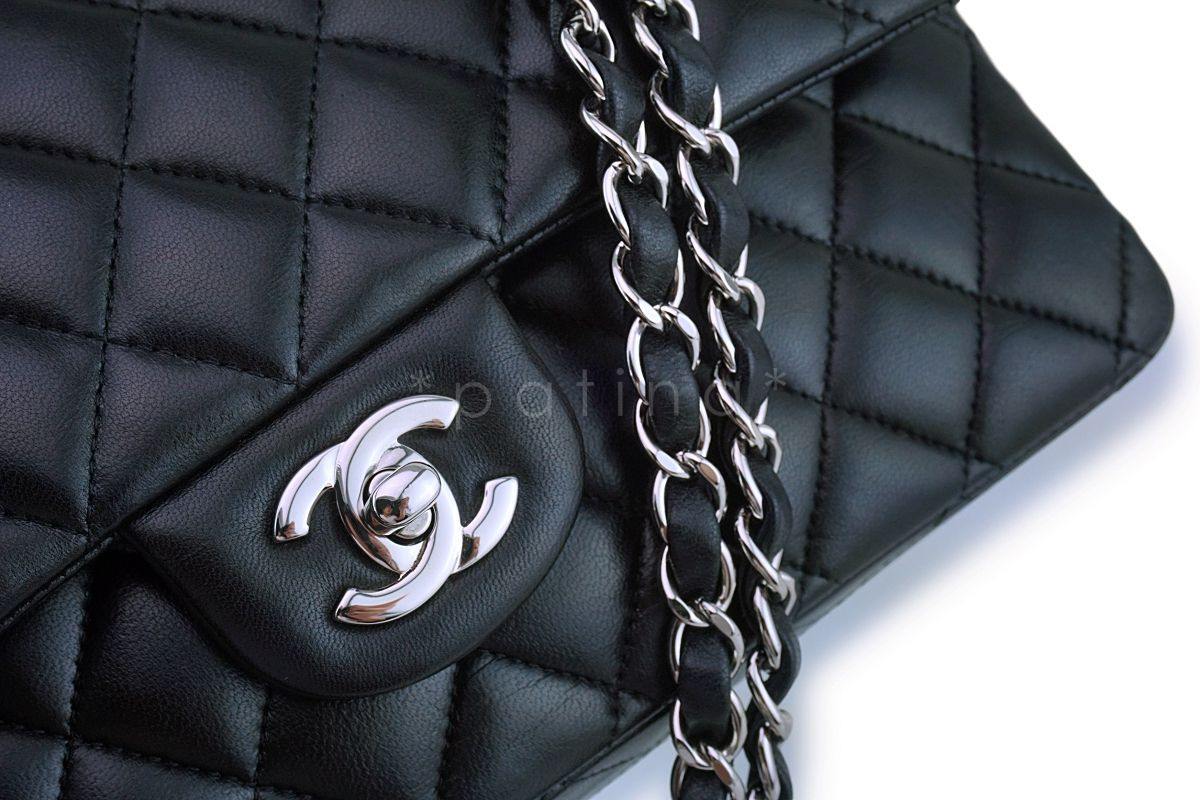 Chanel Black Lambskin Medium Classic Double Flap Bag SHW - Image 8