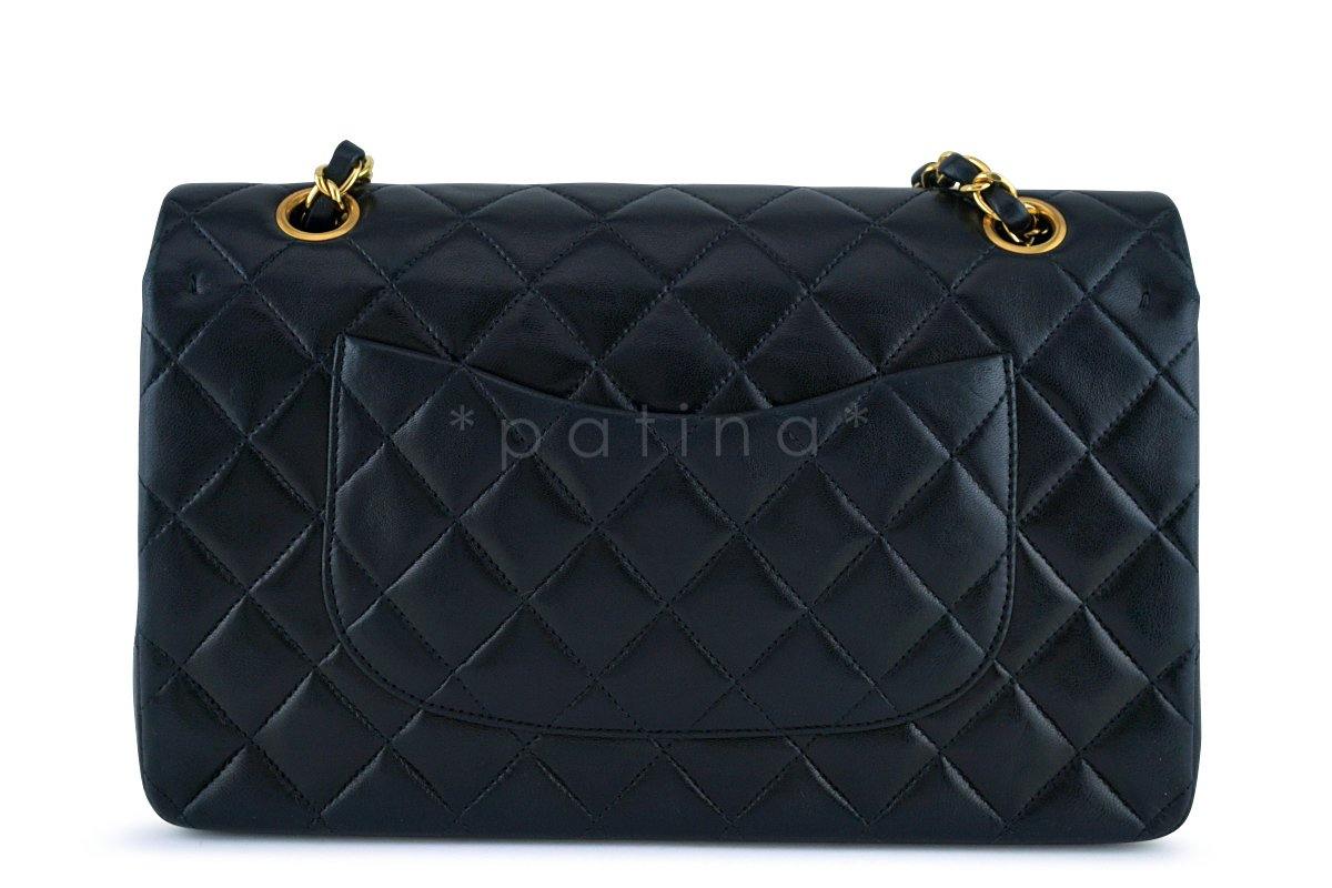 Chanel Black Lambskin Medium-Large Classic 2.55 Flap Bag 24K Gold Plated - Image 5