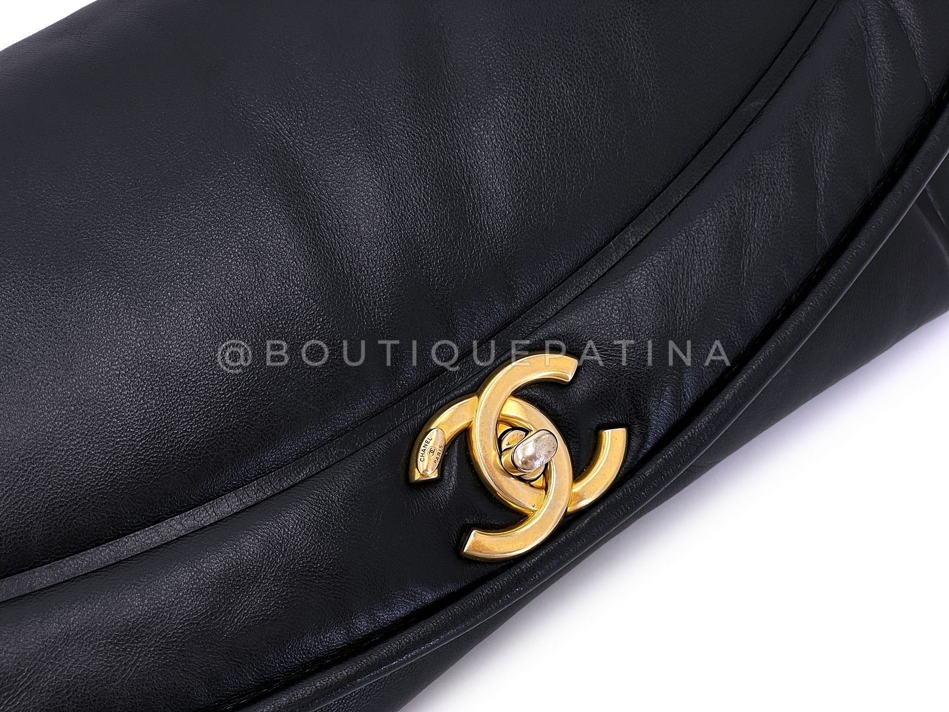 Chanel Black Lambskin Pillow Jumbo Clutch Flap Bag GHW J4Q - Image 7