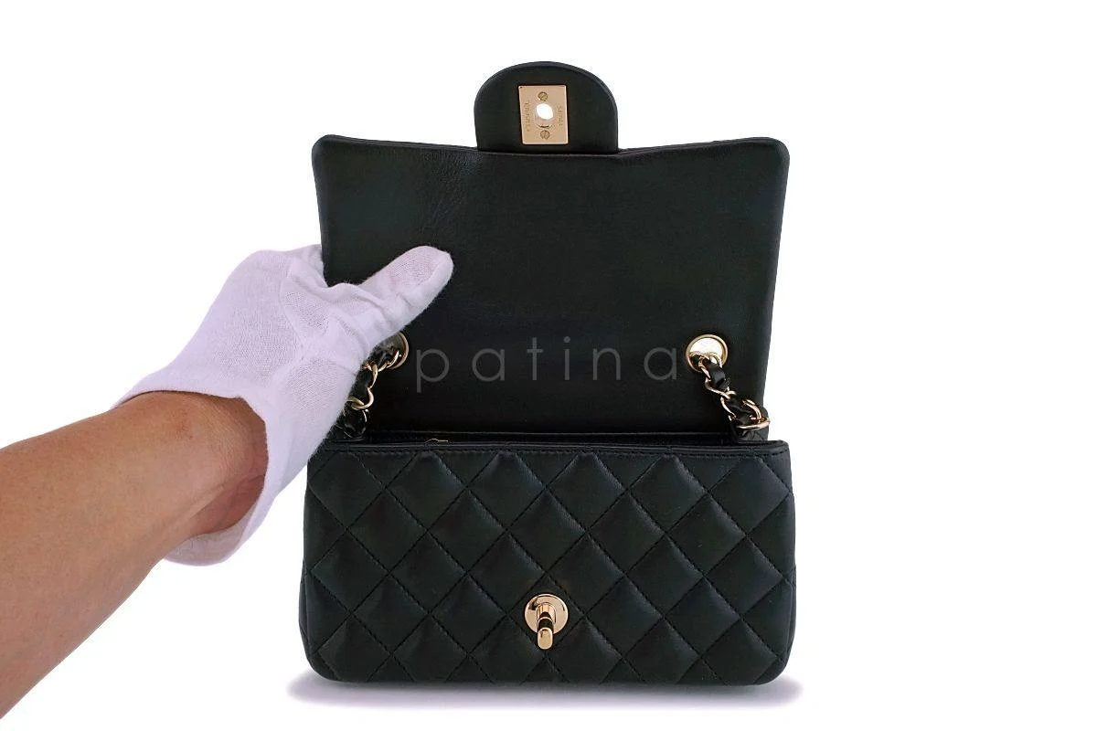 Chanel Black Lambskin Rectangular Mini Classic Flap Bag GHW - Image 9