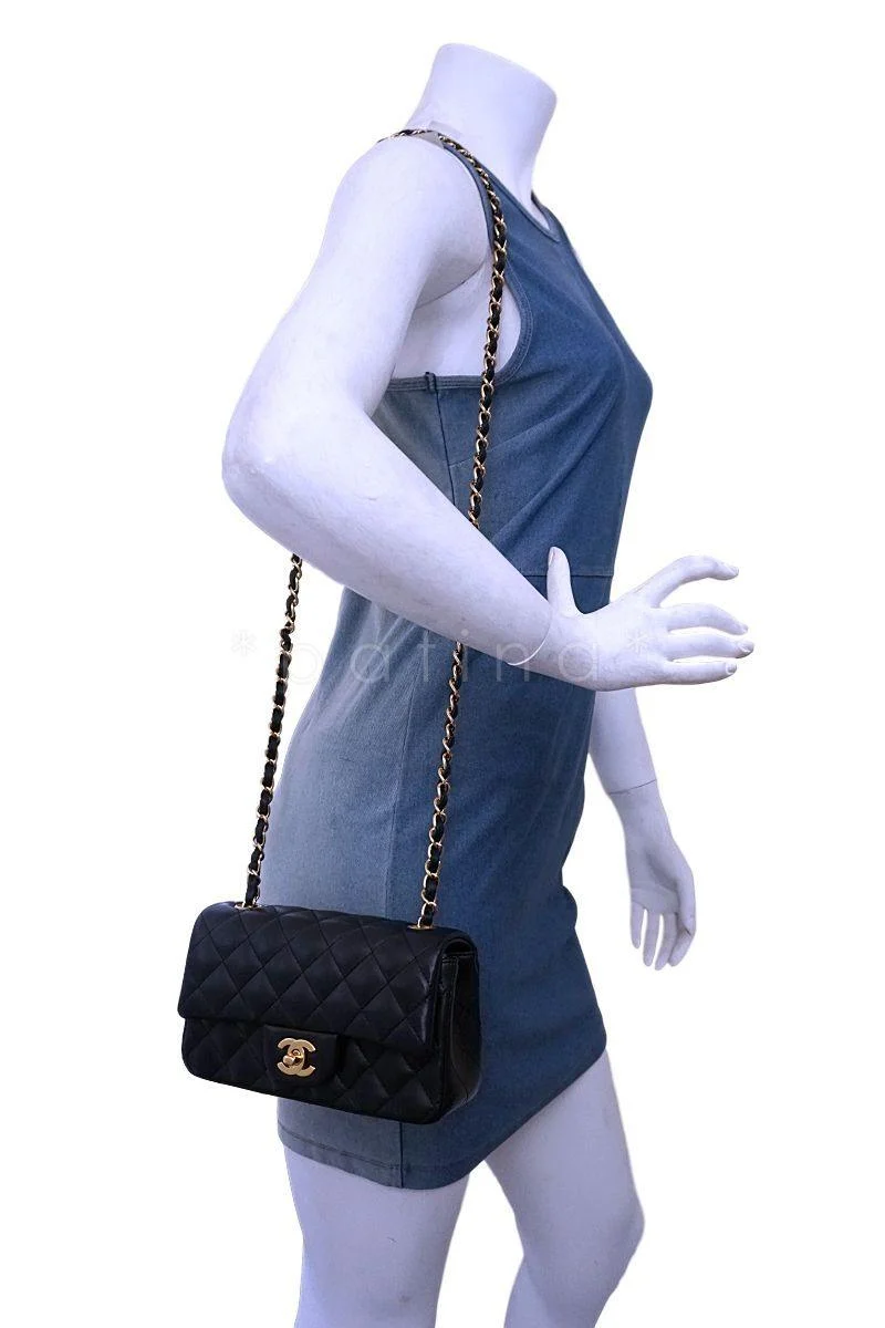 Chanel Black Lambskin Rectangular Mini Classic Flap Bag GHW - Image 14