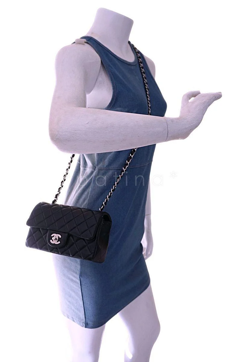 Chanel Black Lambskin Rectangular Mini Classic Flap Bag SHW - Image 14
