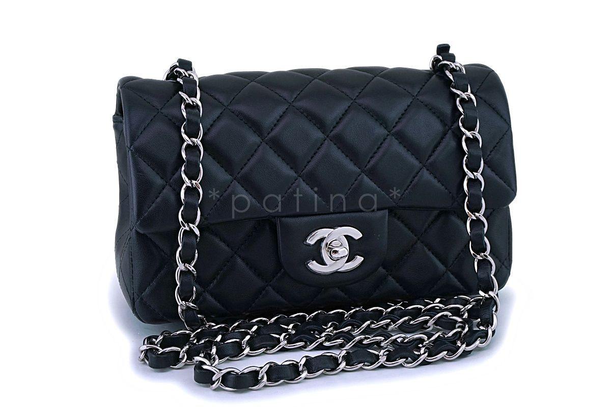 Chanel Black Lambskin Rectangular Mini Classic Flap Bag SHW - Image 2