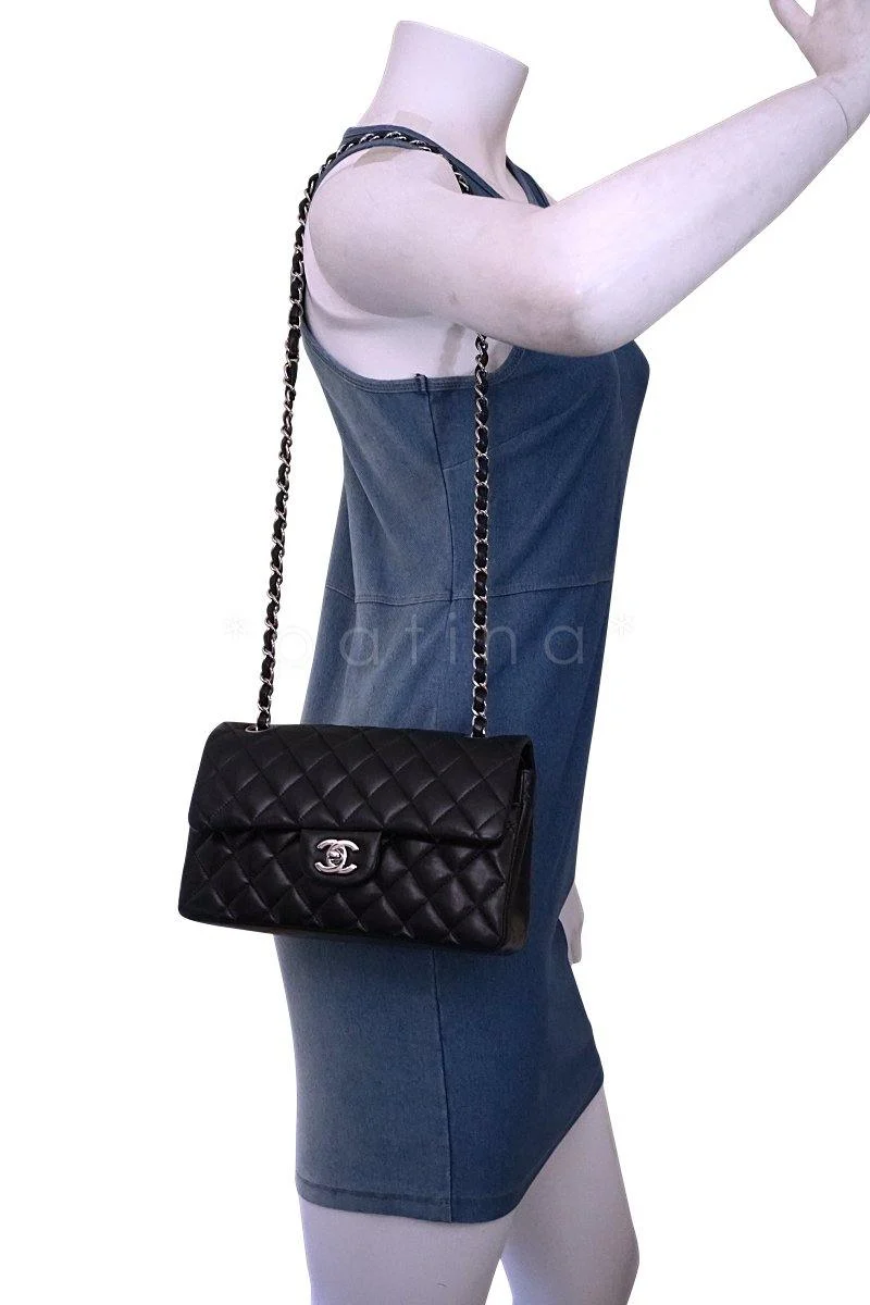 Chanel Black Lambskin Small Classic 2.55 Double Flap Bag SHW - Image 14