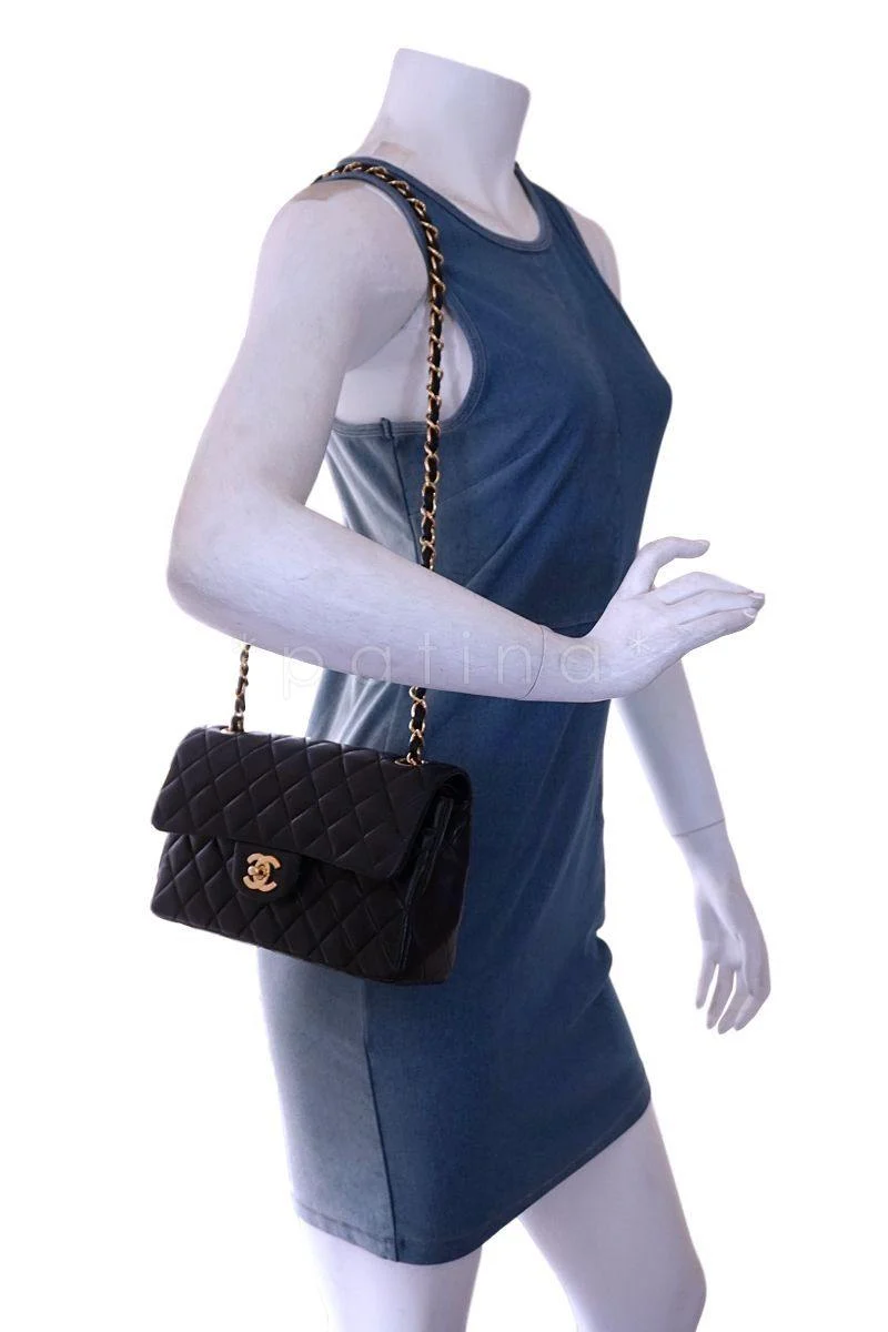 Chanel Black Lambskin Small Classic Double Flap Bag 24k GHW - Image 14
