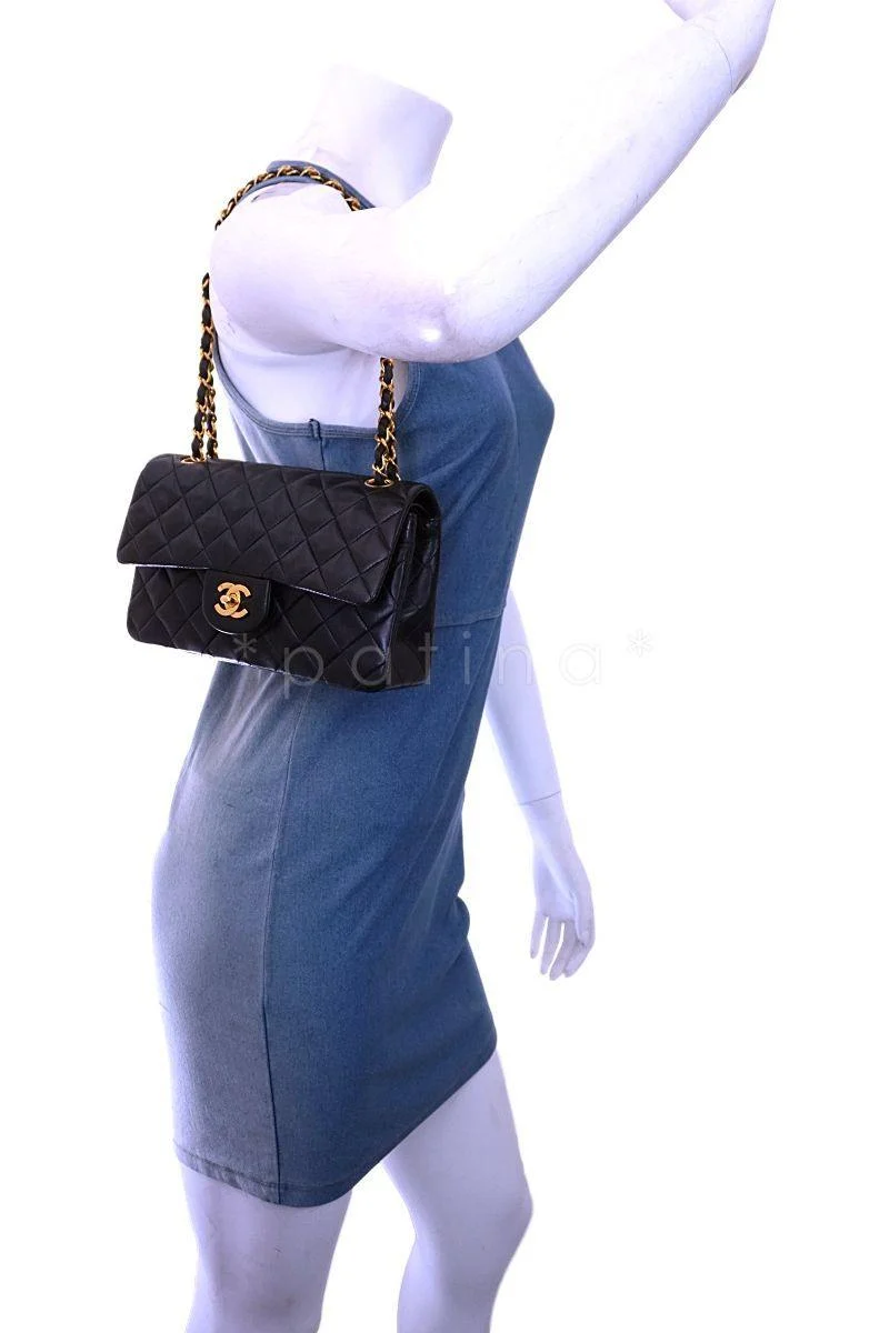 Chanel Black Lambskin Small Classic Double Flap Bag 24k GHW - Image 15